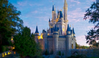 Dawn over Cinderella Castle in Magic Kingdom park